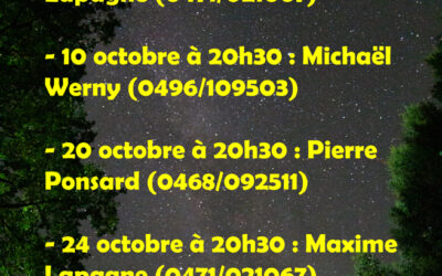 SOIREES D&rsquo;OBSERVATION EN OCTOBRE 2026…
